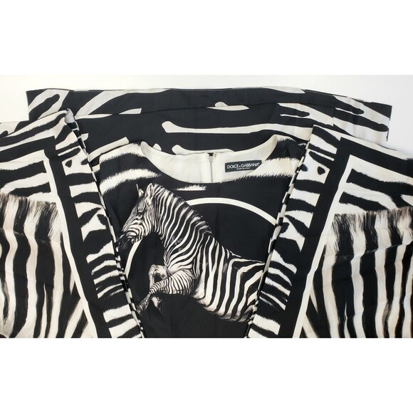 Dolce & Gabbana Womens Zebra Print Maxi Dress Black White Size 38 / US 2 - Italy - Picture 5 of 6